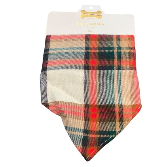 NWT J.Crew Factory Crewmutts Dog Bandana Blue Multi Plaid Sz M/L 31"x15.5" BU459 - Picture 2 of 6